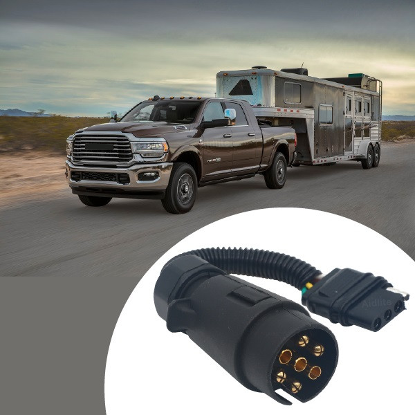 Chixiang 4-Way Flat To 7-Way Round Pin Trailer Light Adapter – Euro/US Hitch Converter, Plug & Play